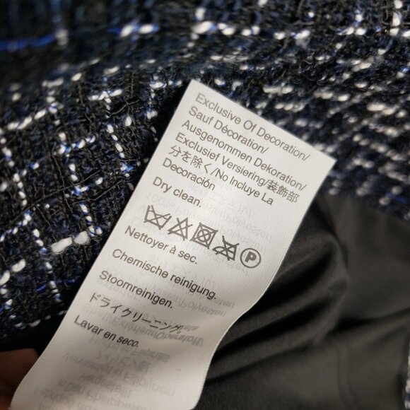 J Crew Broadway Blazer Black Blue White Tweed Fringe AL219 Womens Size 4 - Picture 9 of 9